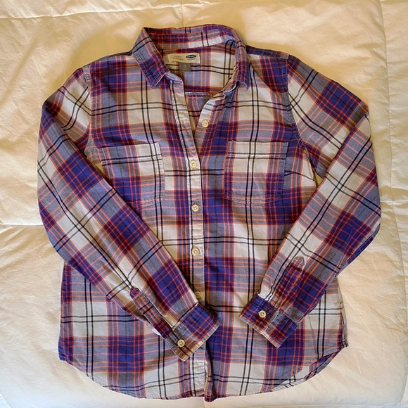 Old Navy Women's 100% Cotton Plaid Button Down Shirt, XS - Picture 3 of 4